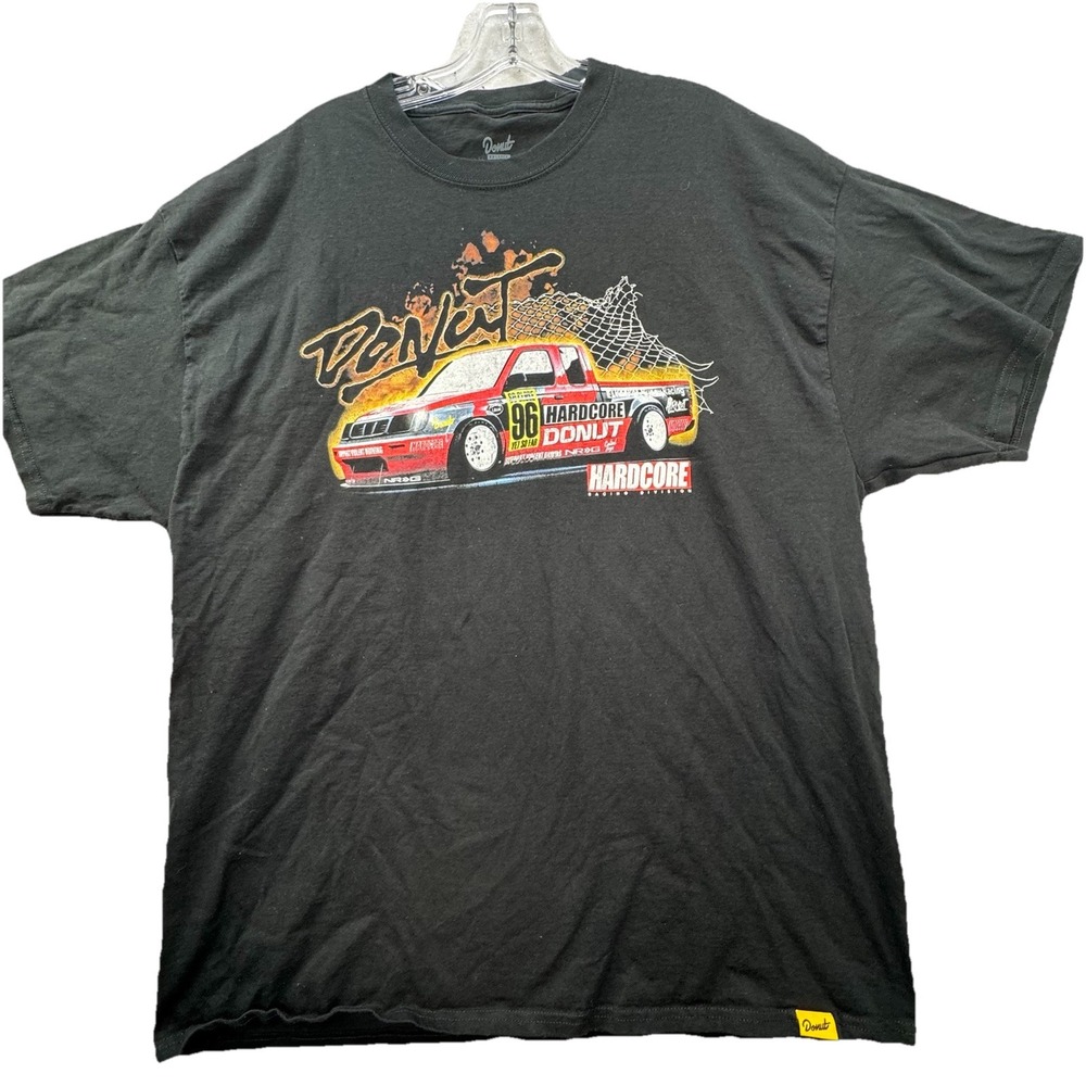 Donut Hardcore Racing Products Men's Size XXL T-Shirt Black‎ Logo Graphic Tee